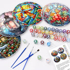 Set of 4 glass & light paint by numbers canvases for DIY wall art projects.