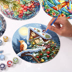 Creative DIY art kit with glass-inspired paint by numbers wall décor set.