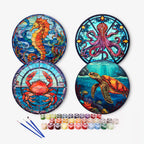 A detailed Sea Life Paint by Numbers featuring elements from the most famous paintings, showcasing underwater flora and fauna.