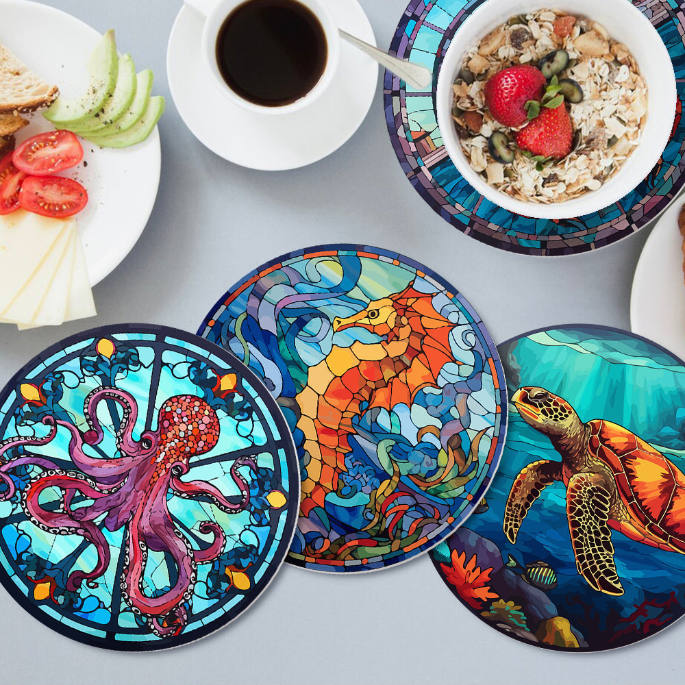 Pintura por números Sea Life que presenta flores submarinas al estilo de pinturas de flores famosas con tonos ricos y brillantes.