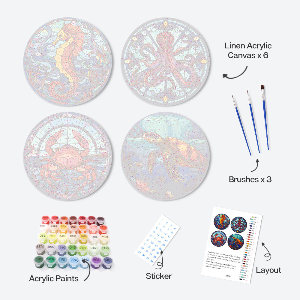 Sea Life Paint by Numbers capturing movement and color palettes from famous picasso paintings within an ocean setting.