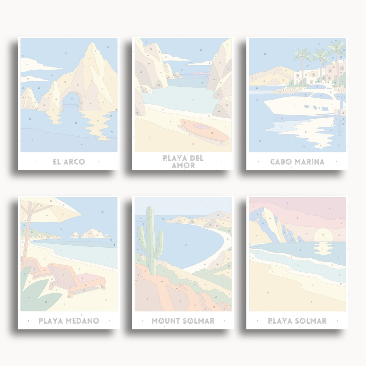 Cabo San Lucas travel poster mini paint by numbers collection