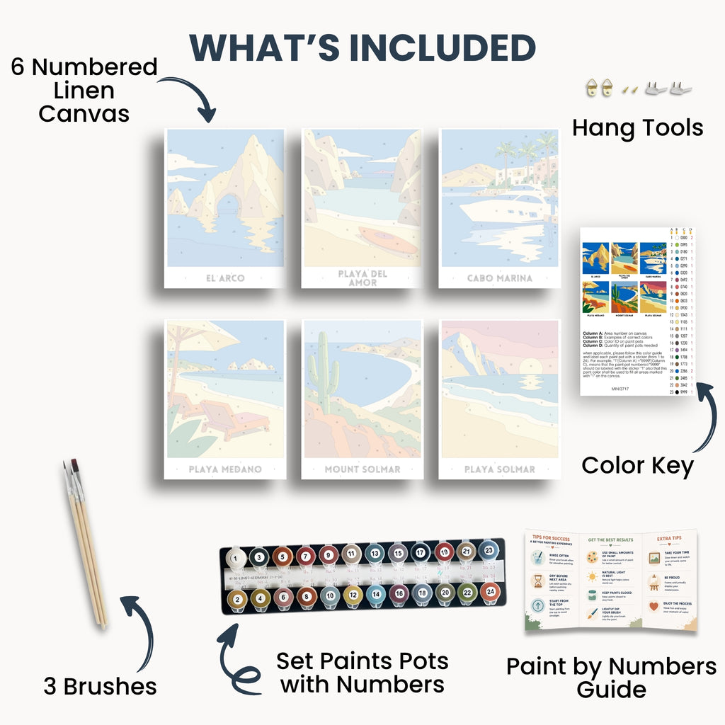 Cabo San Lucas travel poster mini paint by numbers collection