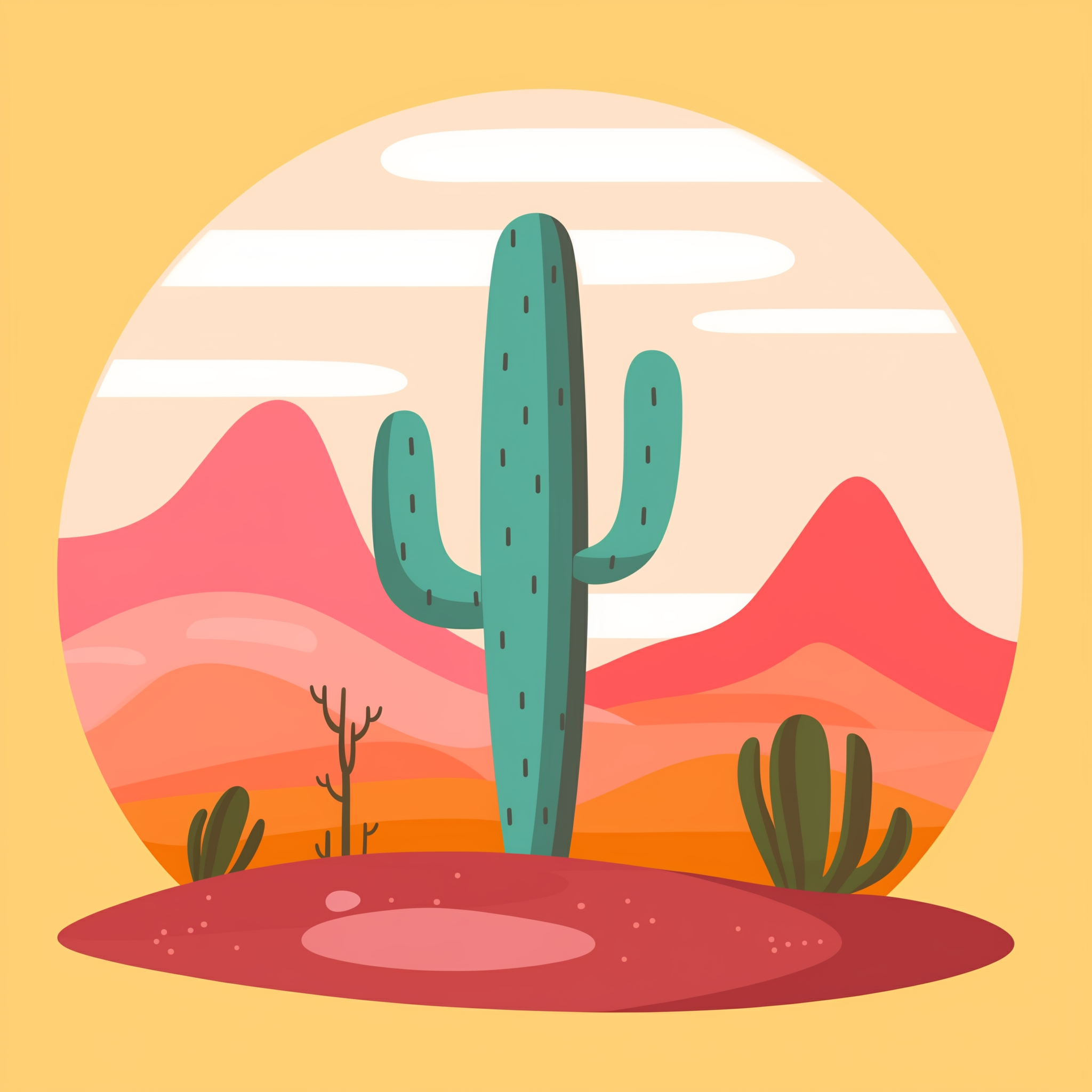 A paint by numbers kit depicting a cactus in a desert landscape with mesas in the background, designed for easy and possibly frameable artwork.