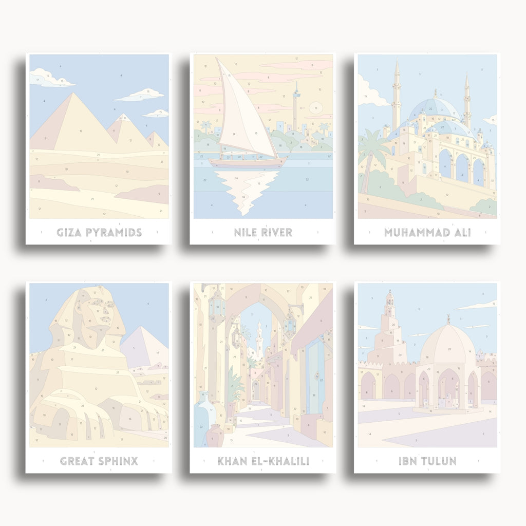 Cairo & Giza travel poster mini paint by numbers collection