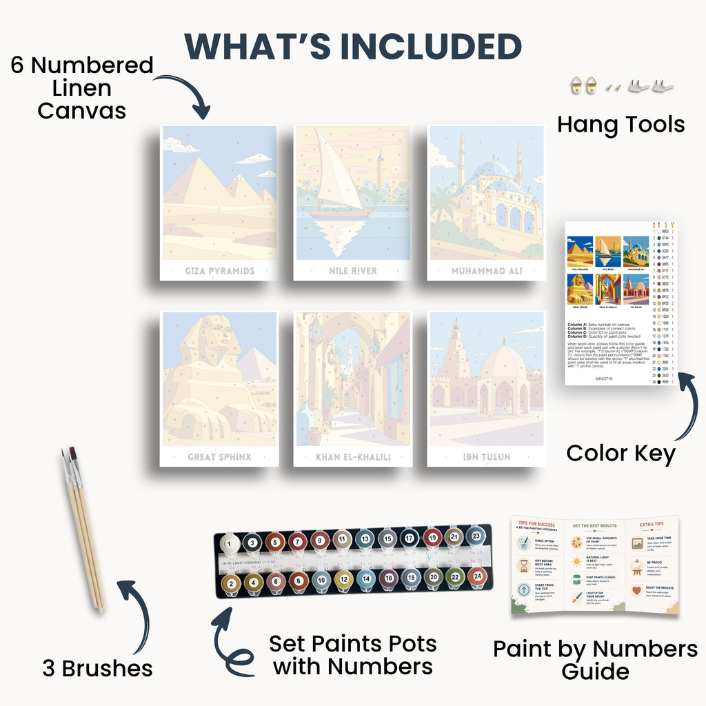 Cairo & Giza travel poster mini paint by numbers collection