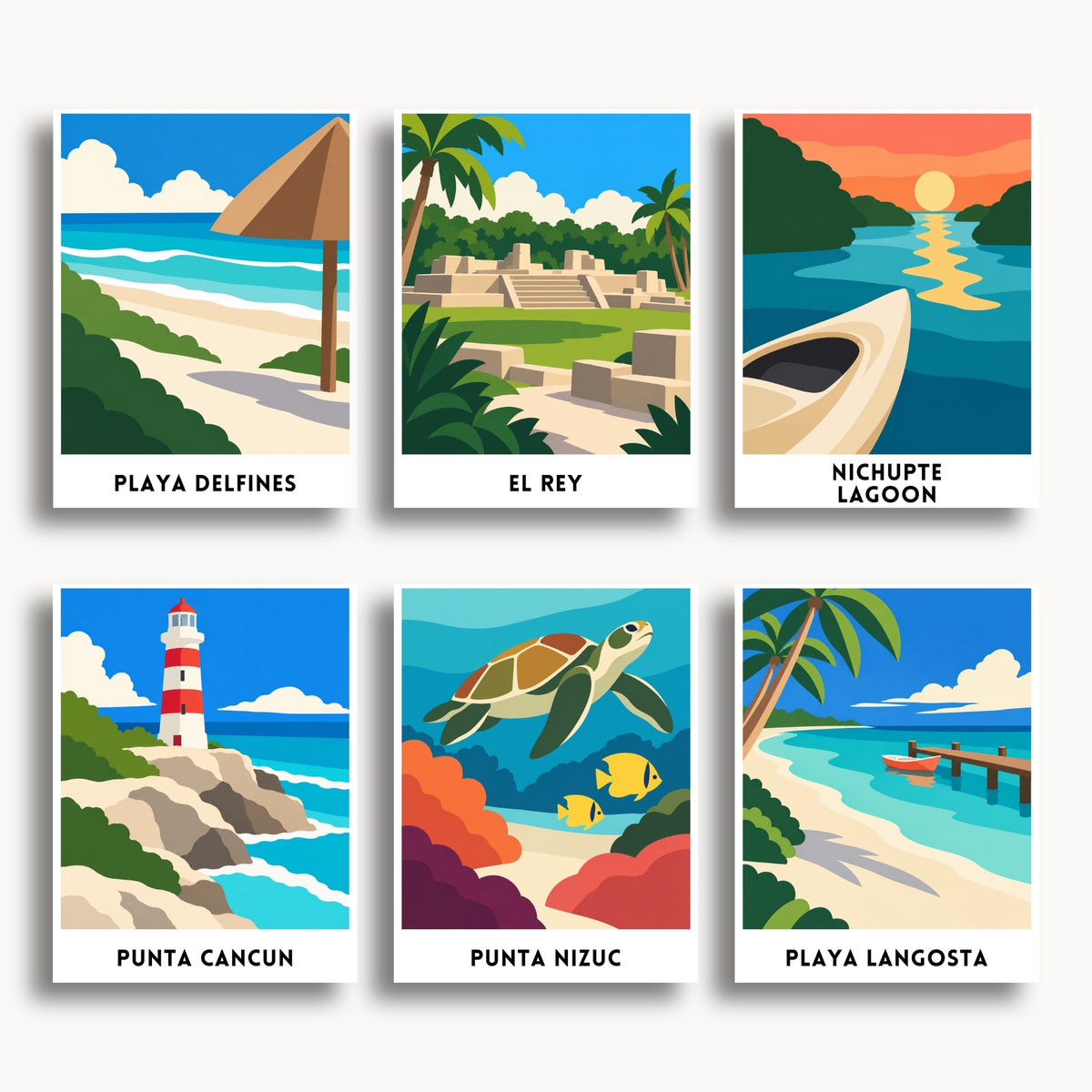 Cancun travel poster mini paint by numbers collection