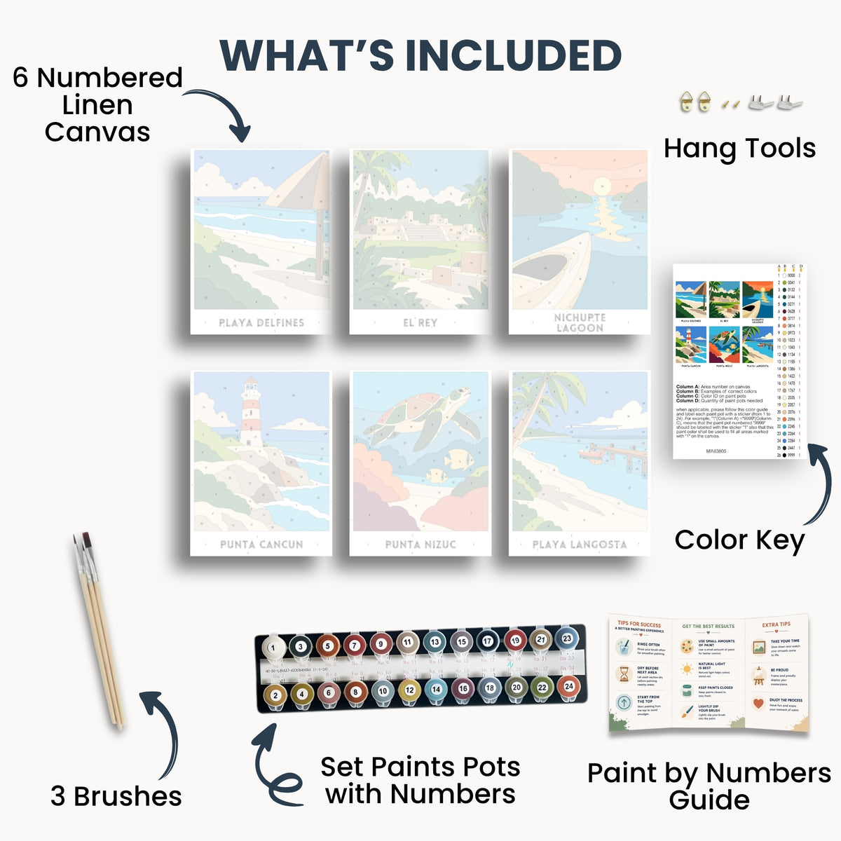 Cancun travel poster mini paint by numbers collection