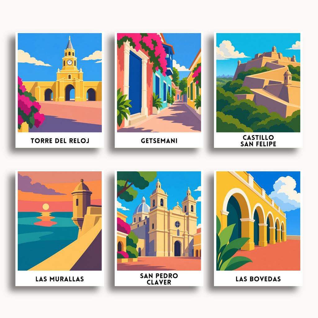 Cartagena travel poster mini paint by numbers collection
