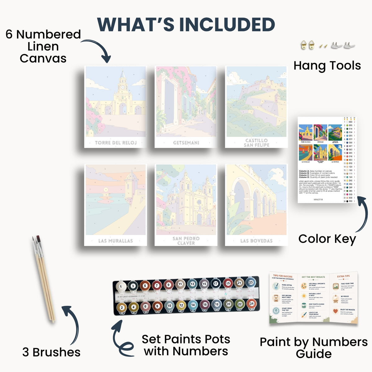 Cartagena travel poster mini paint by numbers collection