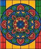 Close-up of the Celestial Mosaic linen canvas showing detailed numbered sections for precise and easy painting