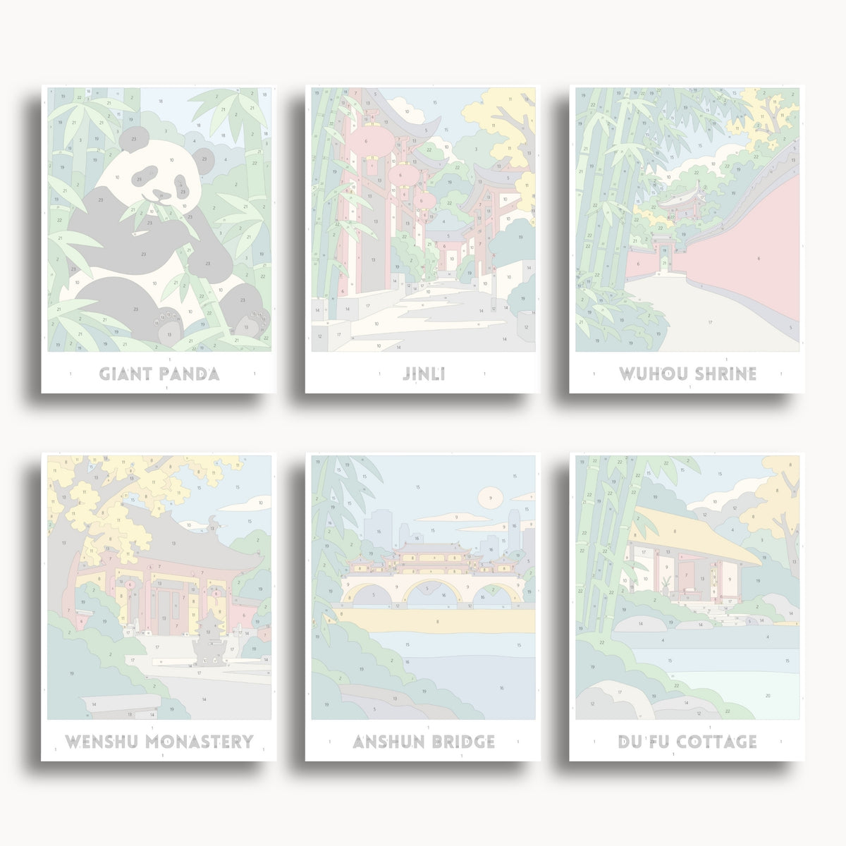 Chengdu travel poster mini paint by numbers collection
