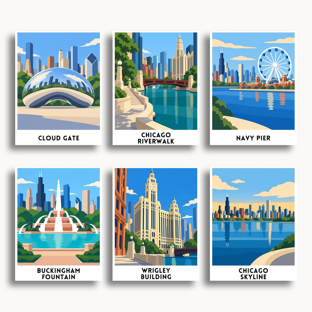 Chicago travel poster mini paint by numbers collection