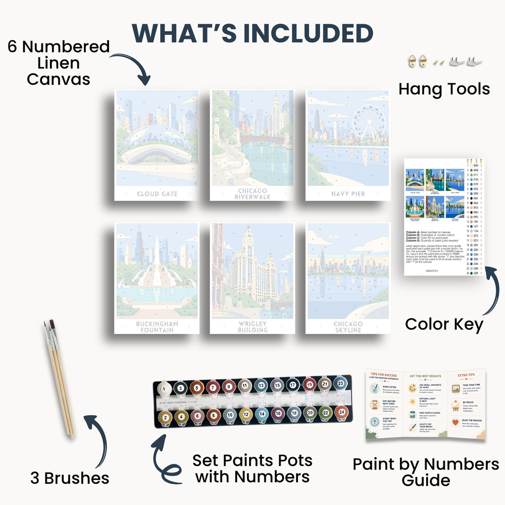 Chicago travel poster mini paint by numbers collection