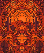 Close-up of the Desert Mandala linen canvas showing detailed numbered sections for easy painting