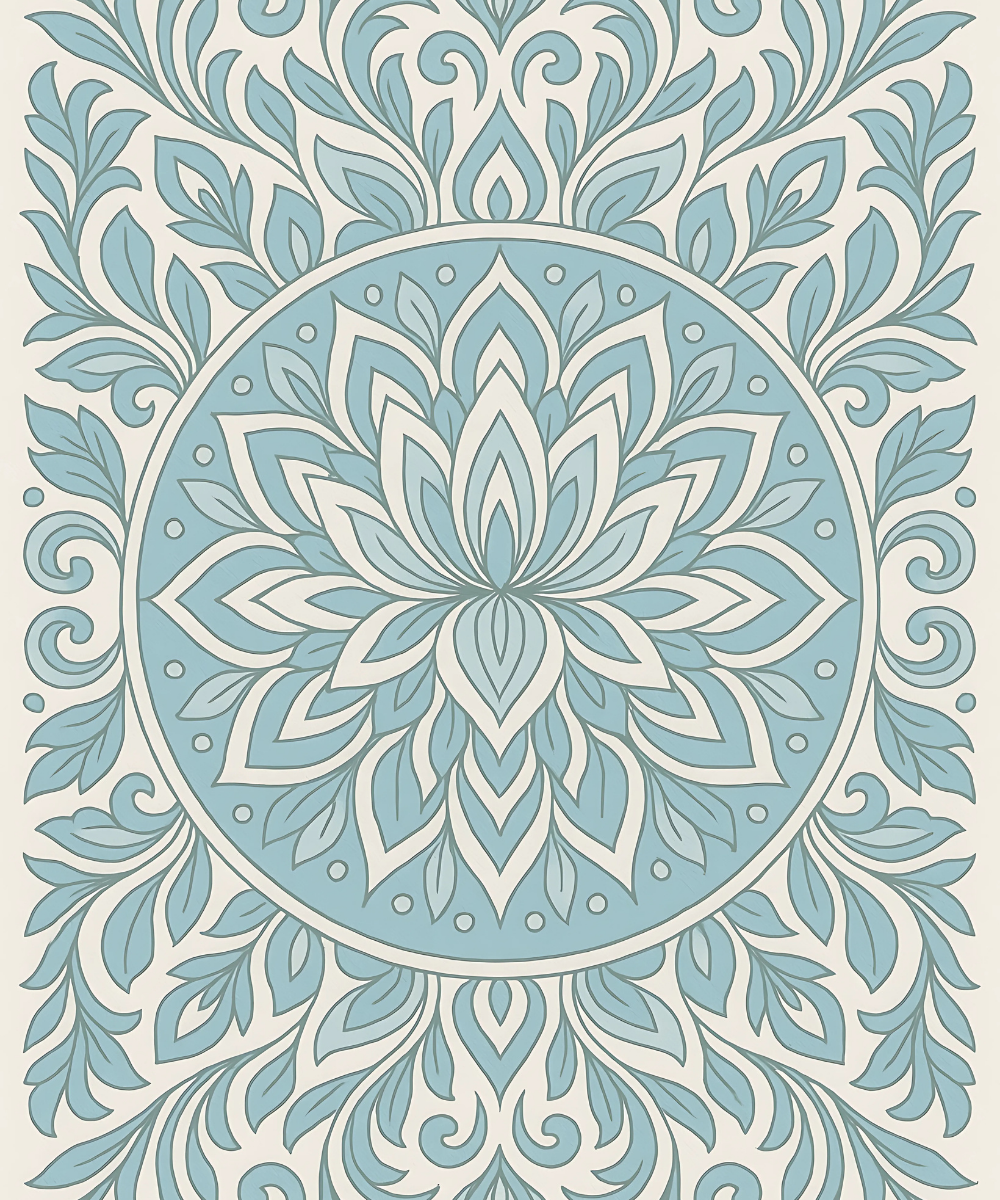 Close-up of the Frosted Grace Mandala linen canvas showing detailed numbered sections for precise painting