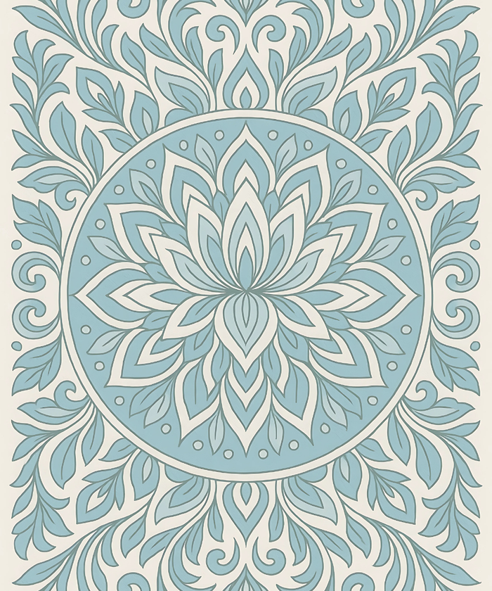 Close-up of the Frosted Grace Mandala linen canvas showing detailed numbered sections for precise painting