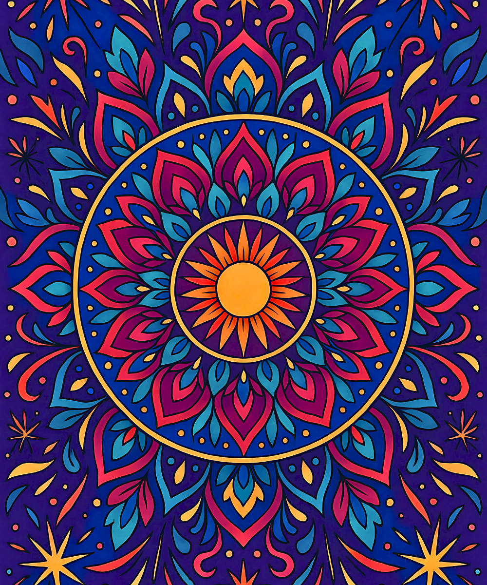 Close-up of the Sea Spirit Mandala linen canvas showing detailed numbered sections for easy painting