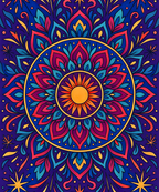 Close-up of the Sea Spirit Mandala linen canvas showing detailed numbered sections for easy painting