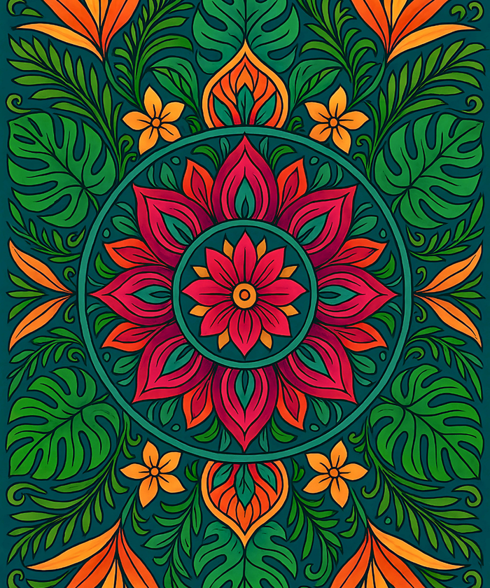 Close-up of the Tropical Spirit linen canvas showing detailed numbered sections for easy and precise painting
