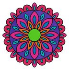 Completed Radiant Mandalas paint by numbers artwork showcasing vibrant colors and symmetrical mandala patterns