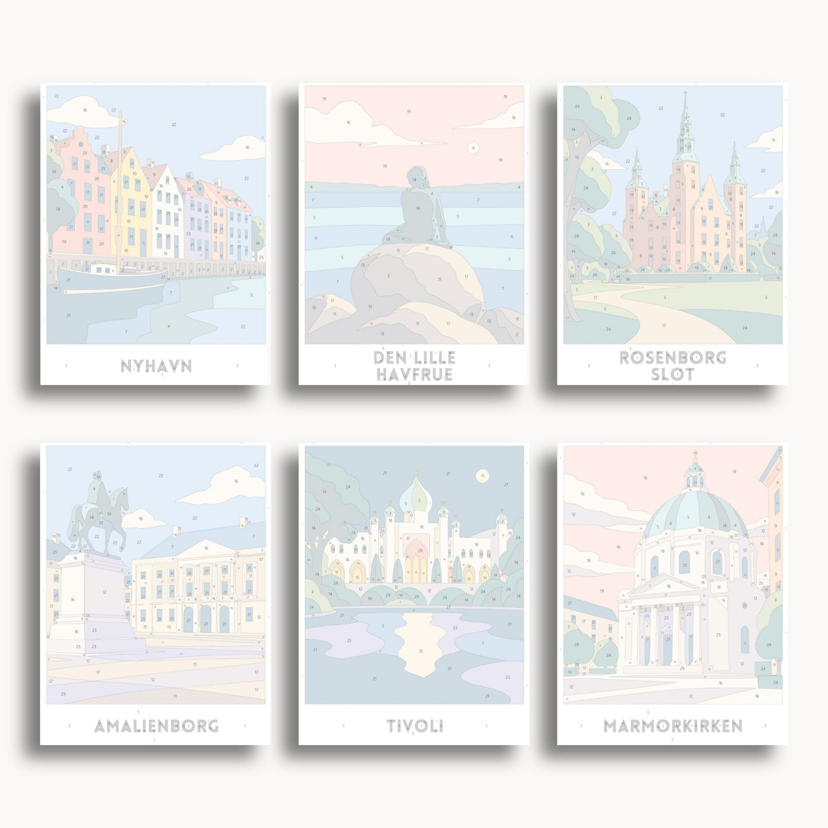 Copenhagen travel poster mini paint by numbers collection