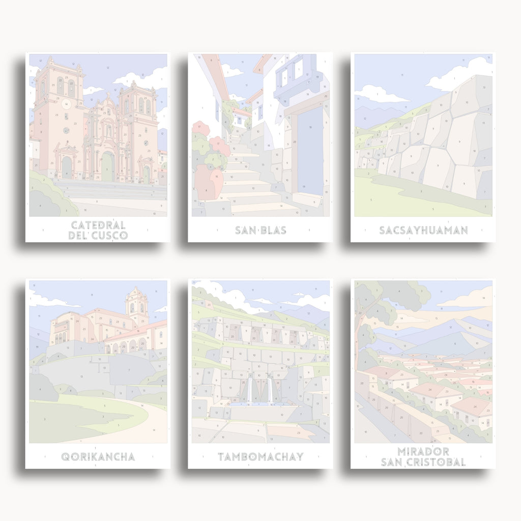 Cusco travel poster mini paint by numbers collection