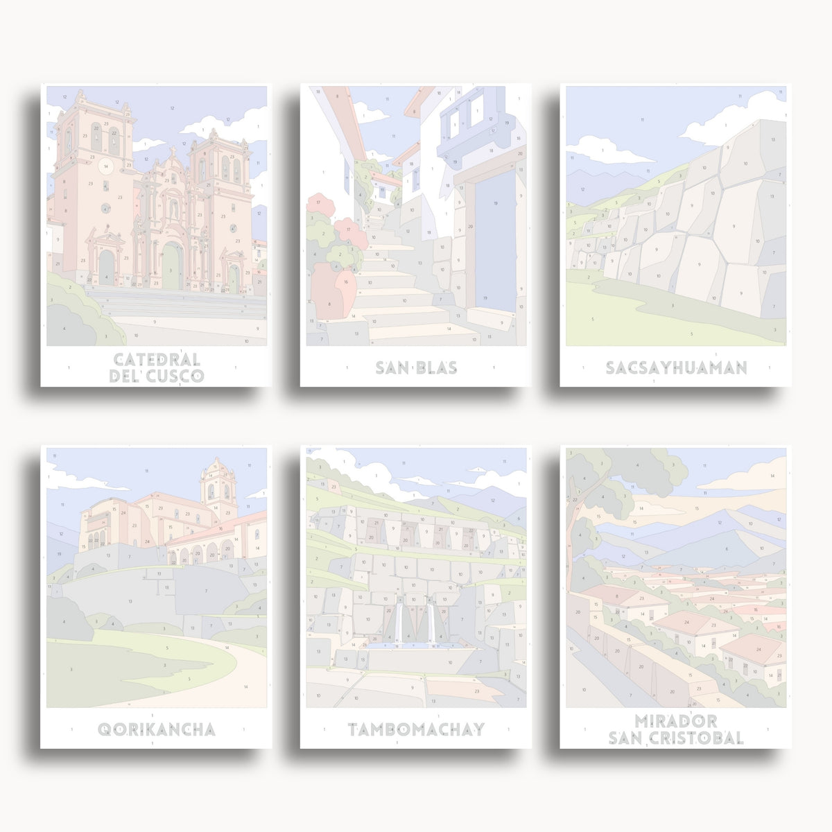 Cusco travel poster mini paint by numbers collection