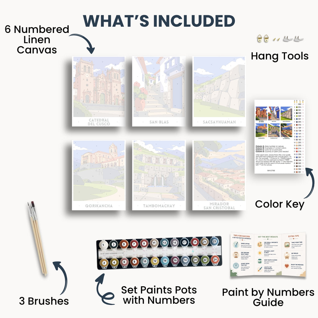 Cusco travel poster mini paint by numbers collection
