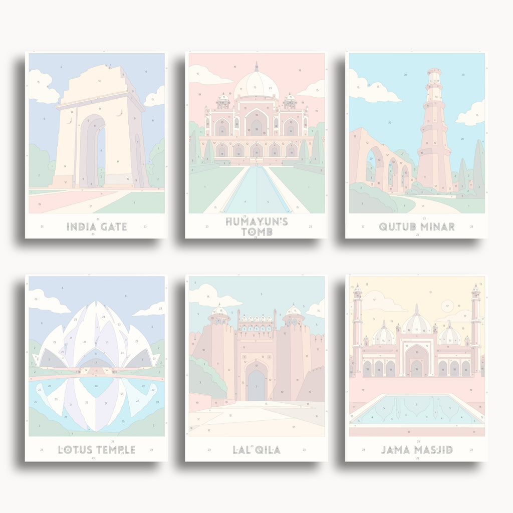 Delhi travel poster mini paint by numbers collection