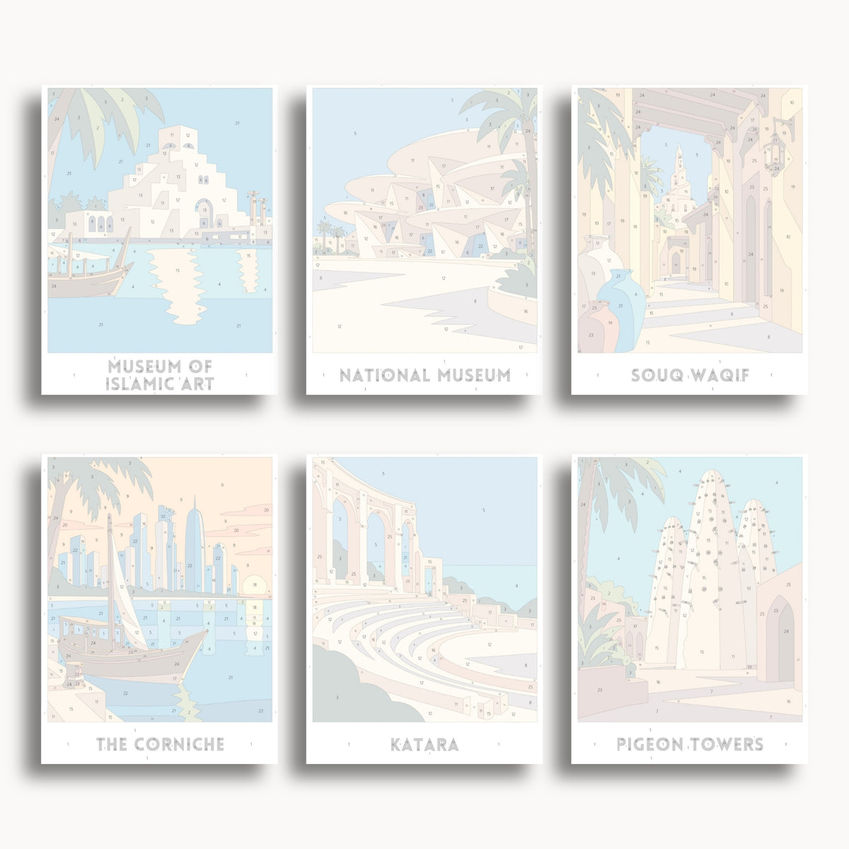 Doha travel poster mini paint by numbers collection