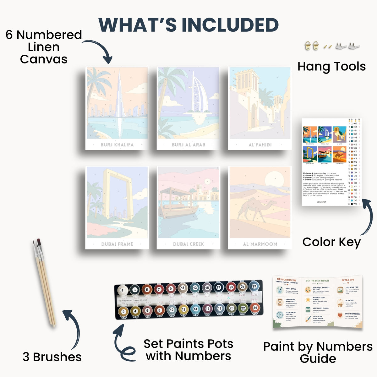 Dubai travel poster mini paint by numbers collection