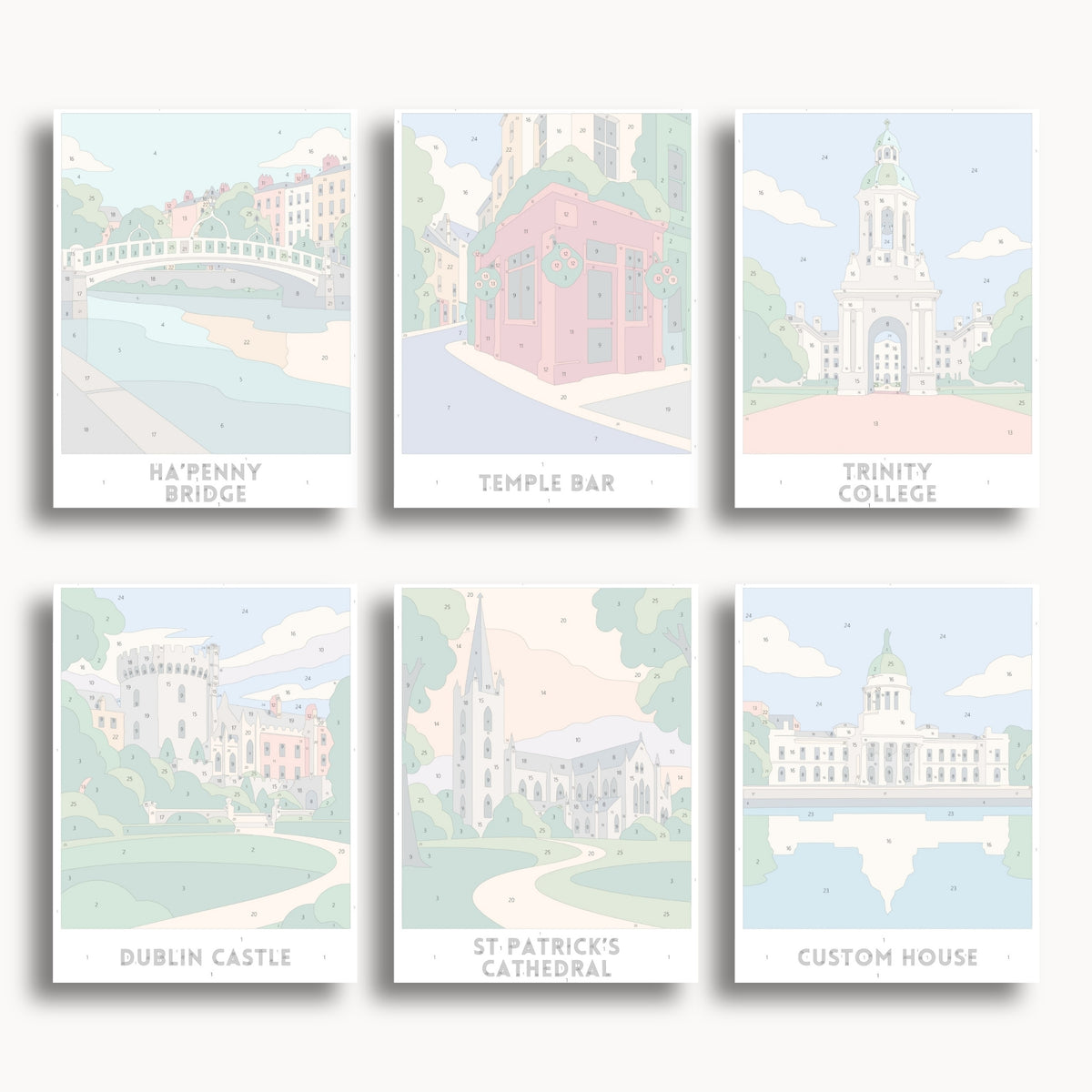 Dublin travel poster mini paint by numbers collection