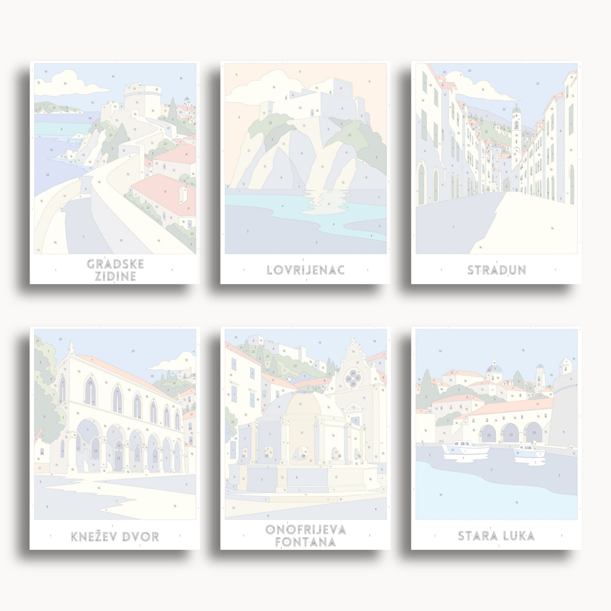 Dubrovnik travel poster mini paint by numbers collection