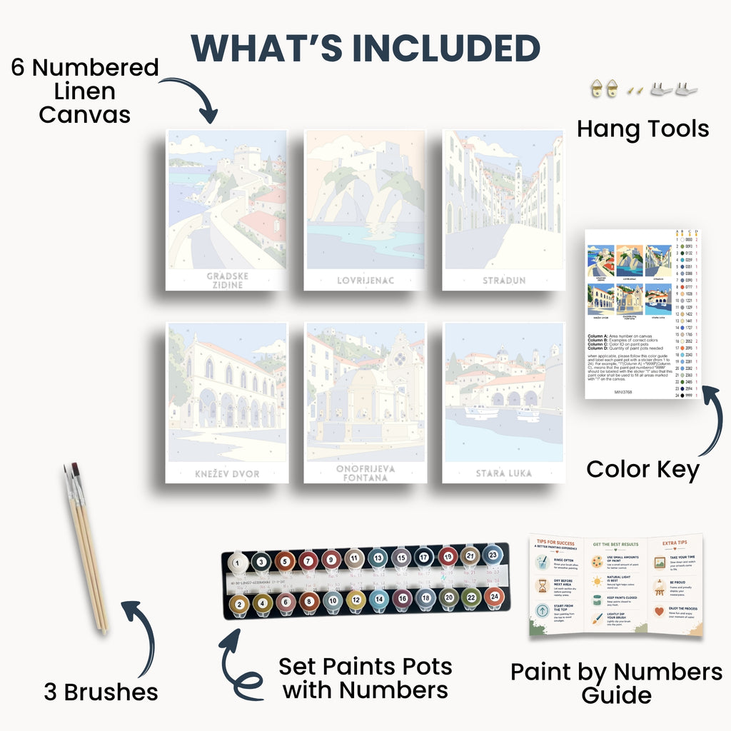 Dubrovnik travel poster mini paint by numbers collection