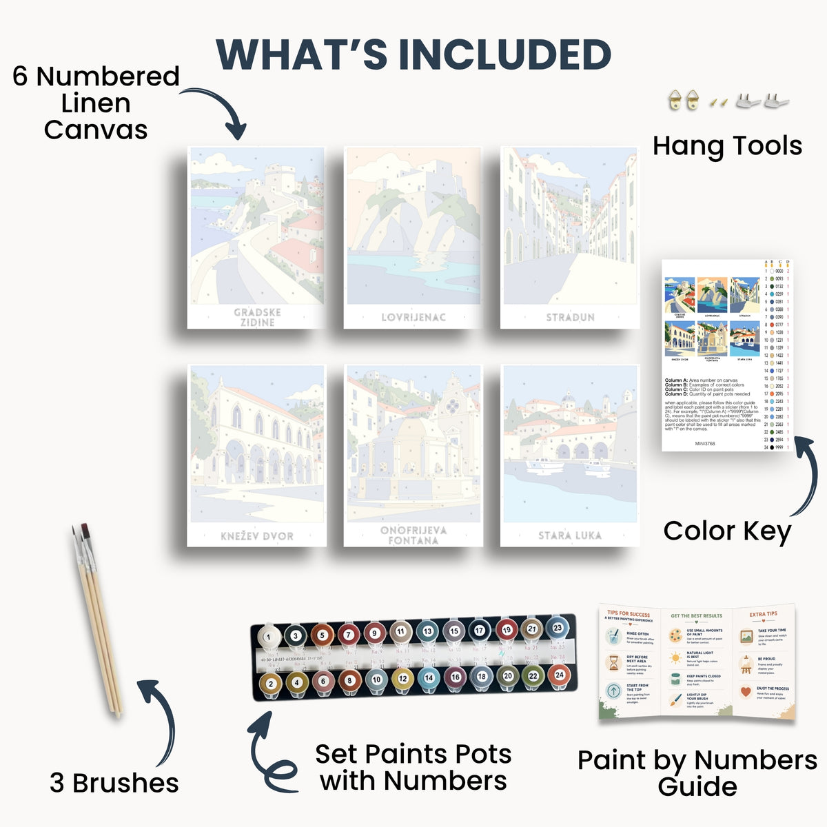 Dubrovnik travel poster mini paint by numbers collection