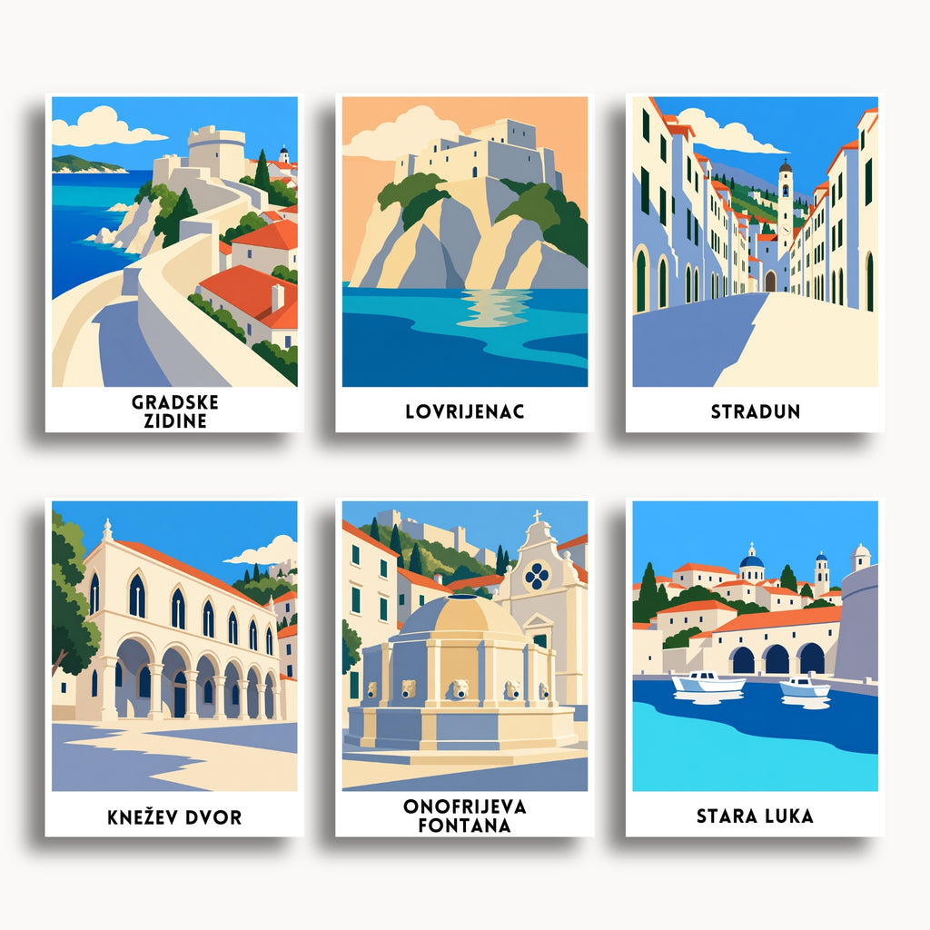 Dubrovnik travel poster mini paint by numbers collection