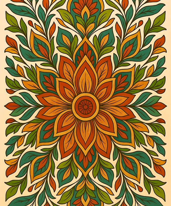 Close-up of the Earthsong Mandala linen canvas showing numbered sections for easy and precise painting