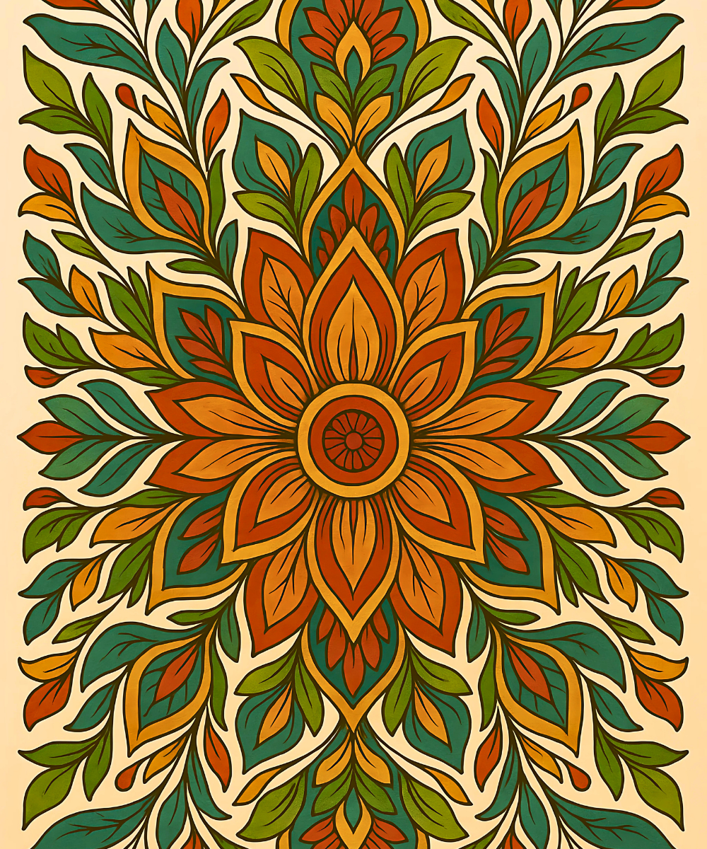 Gros plan de la toile en lin Earthsong Mandala montrant des sections numérotées pour une peinture facile et précise