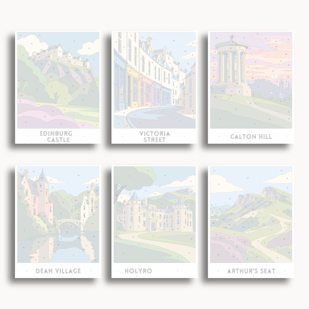 Edinburgh travel poster mini paint by numbers collection