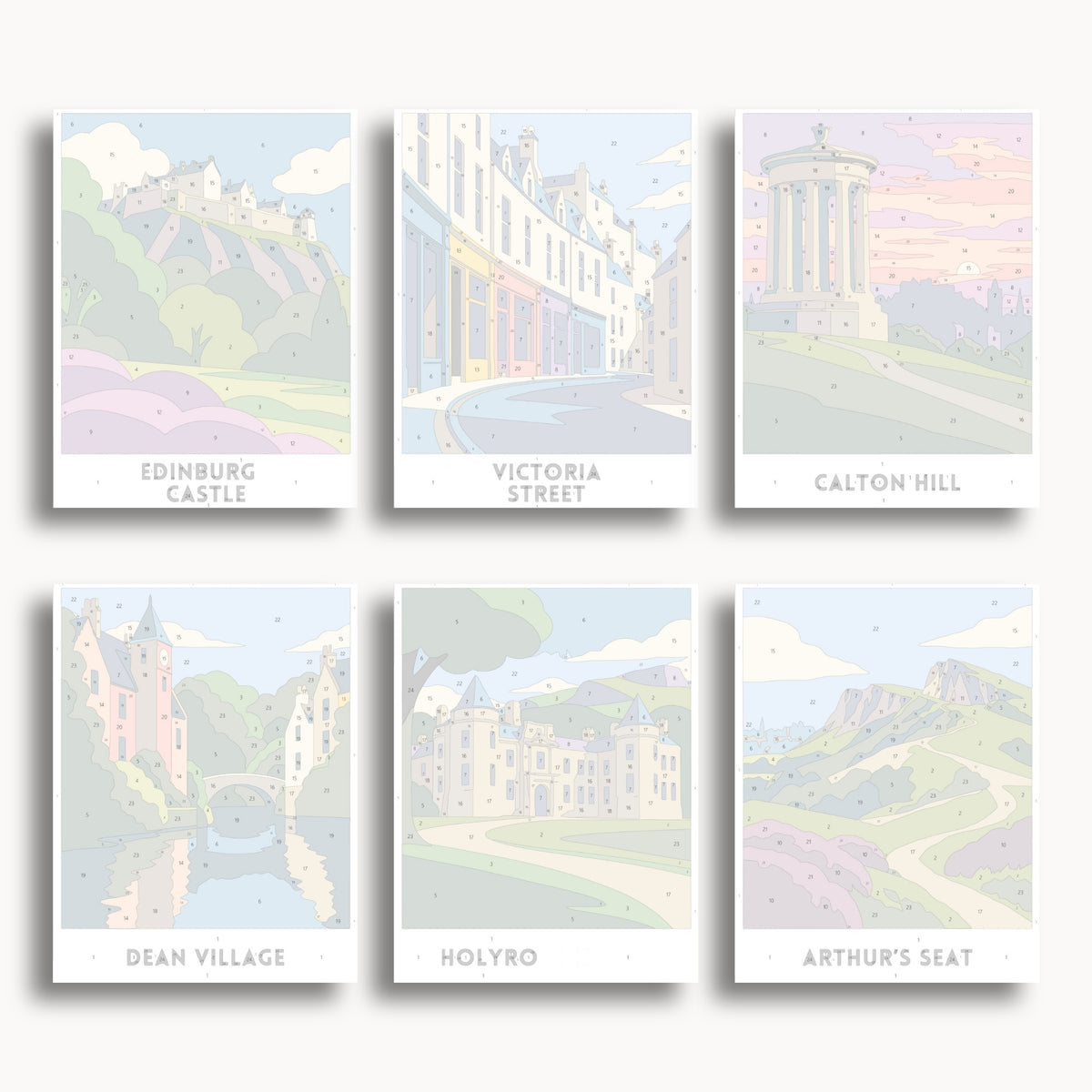 Edinburgh travel poster mini paint by numbers collection