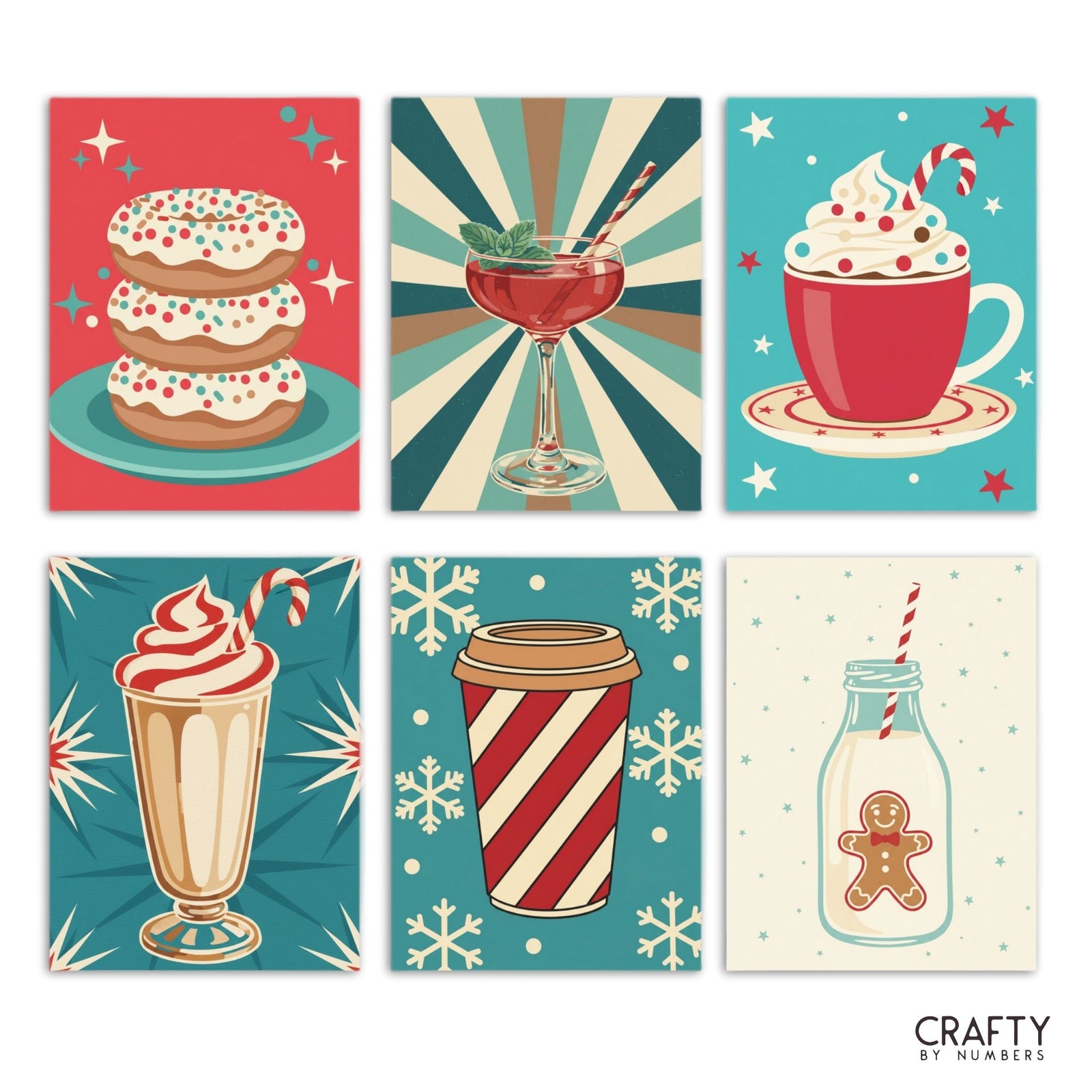 Sweet Sips – Set of 6 Mini Paint by Numbers paint by numbers artwork