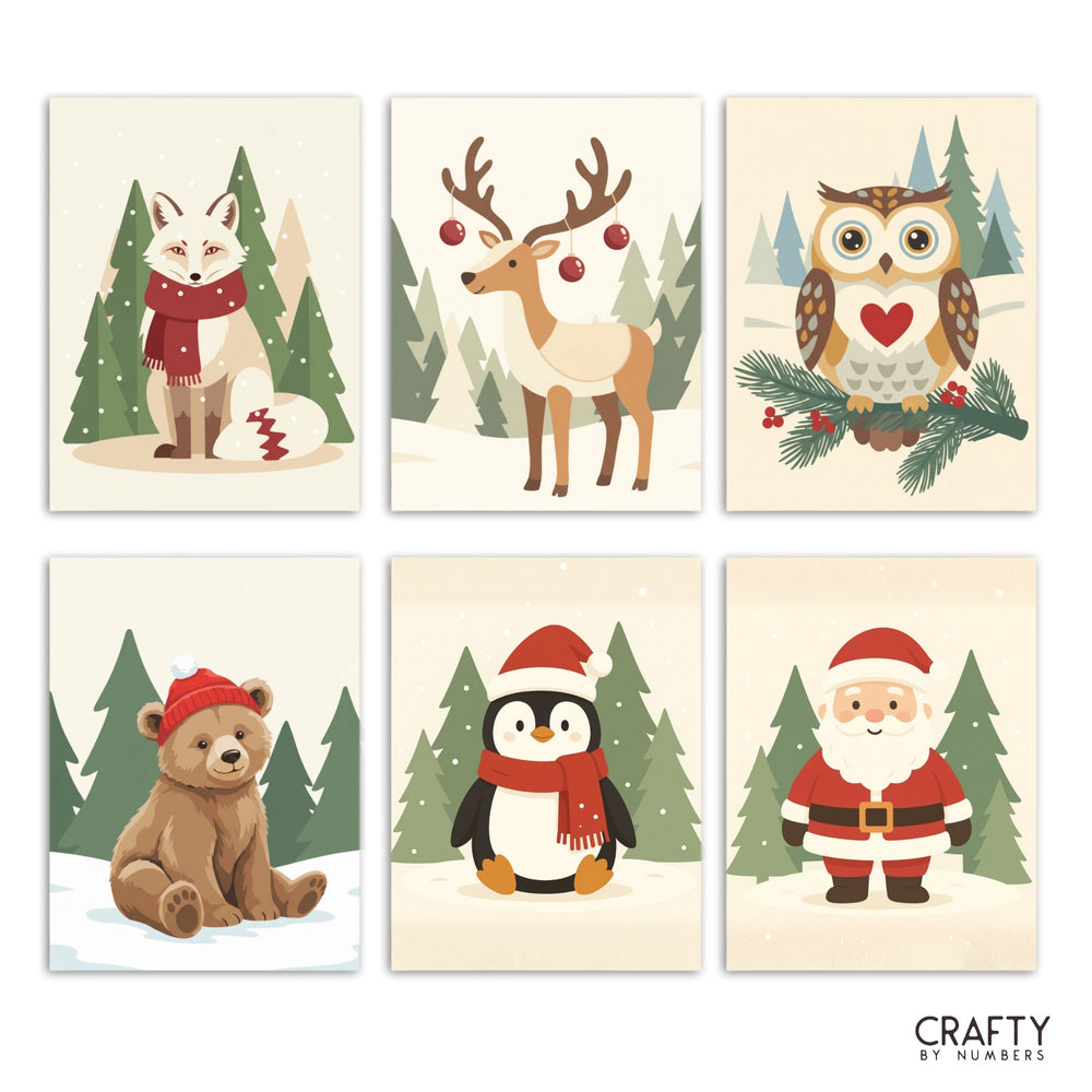 Winter Friends – Set of 6 Mini Paint by Numbers