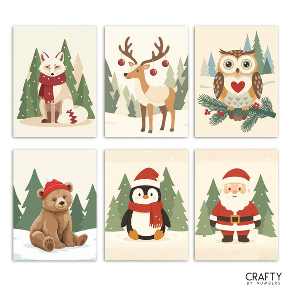 Winter Friends – Set of 6 Mini Paint by Numbers