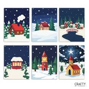 Winter Village – Set of 6 Mini Paint by Numbers
