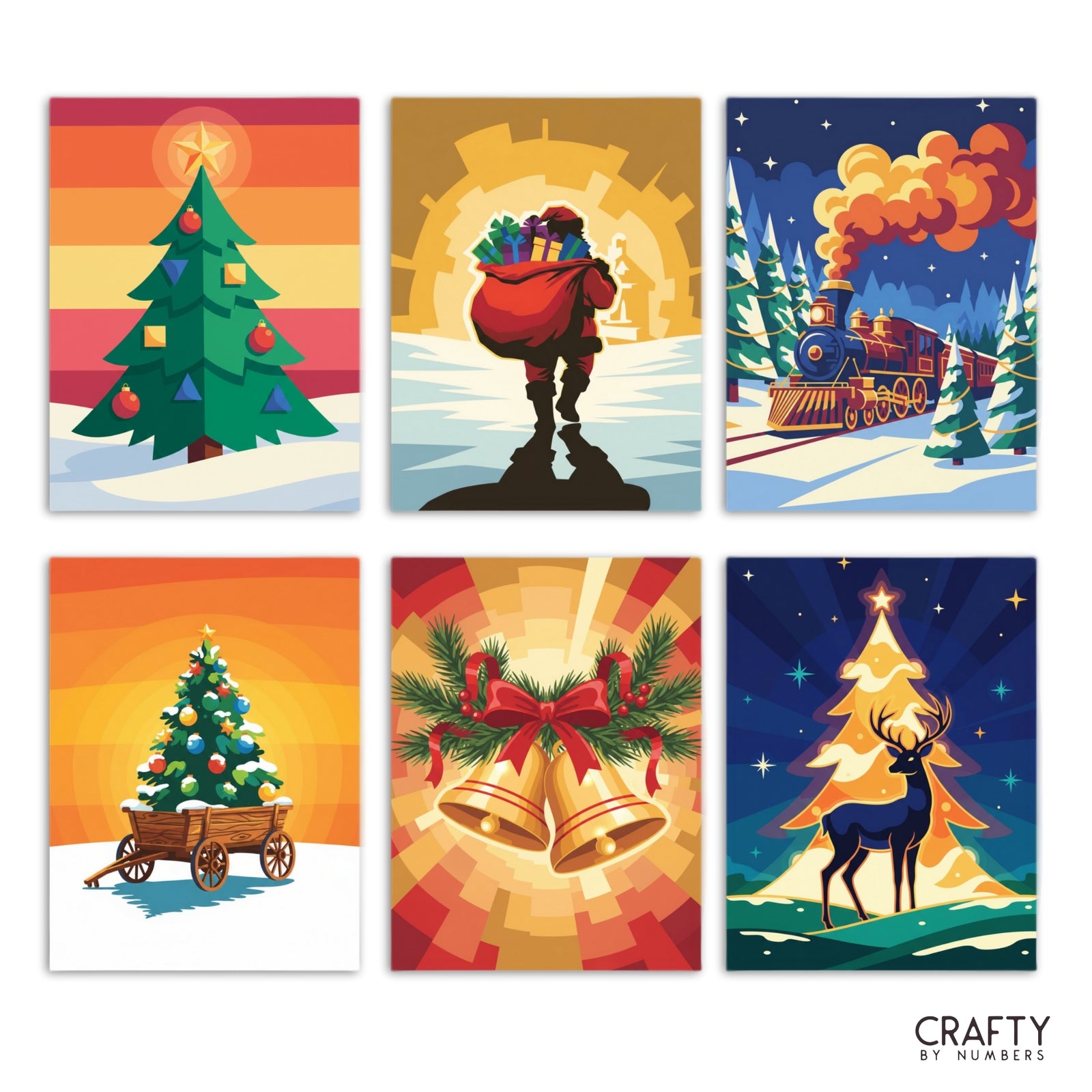 Holiday Glow – Set of 6 Mini Paint by Numbers paint by numbers artwork