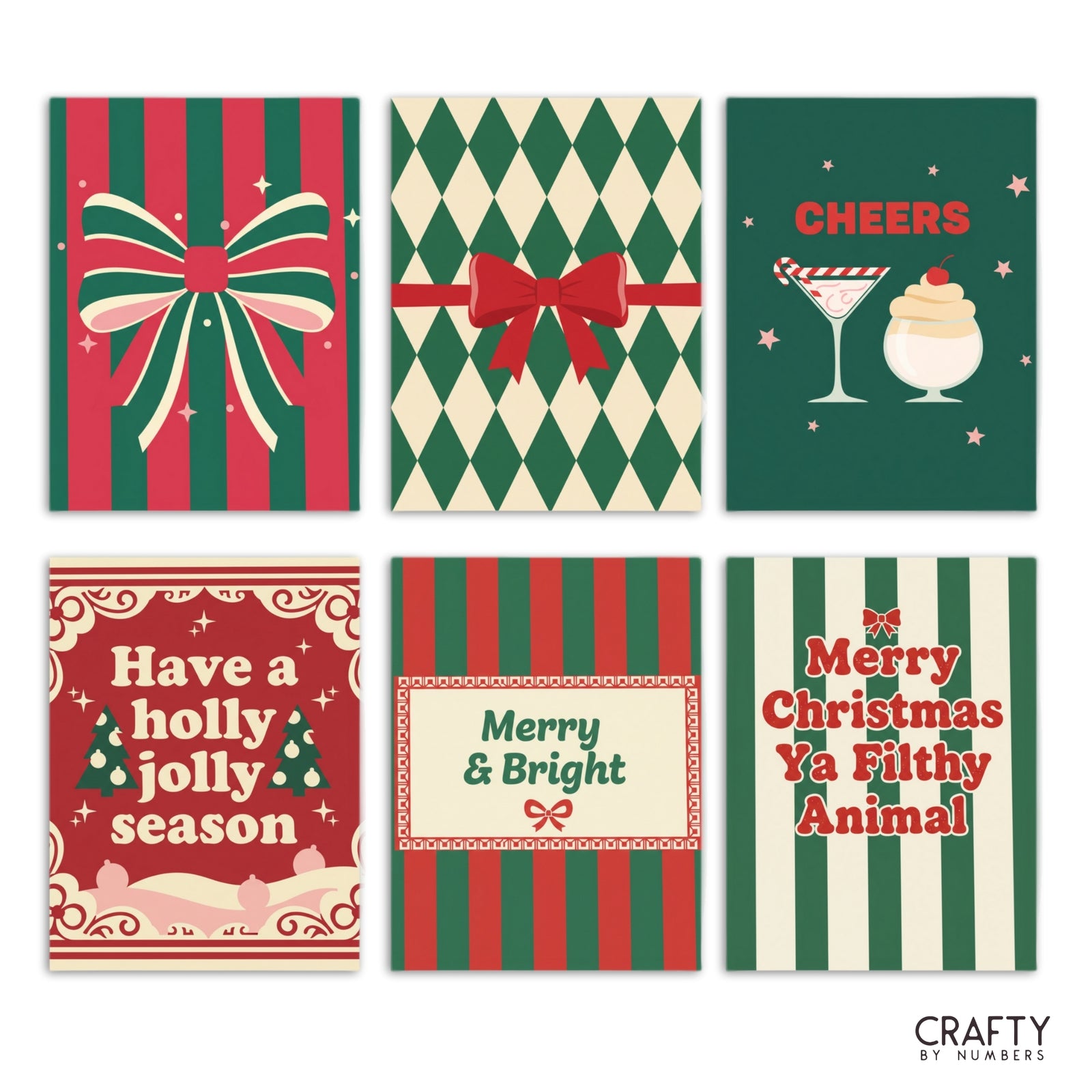 Merry Messages – Set of 6 Mini Paint by Numbers paint by numbers artwork