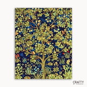 Decorative notebook with a floral and tree design on a dark blue background, branded 'Crafty by Numbers'.