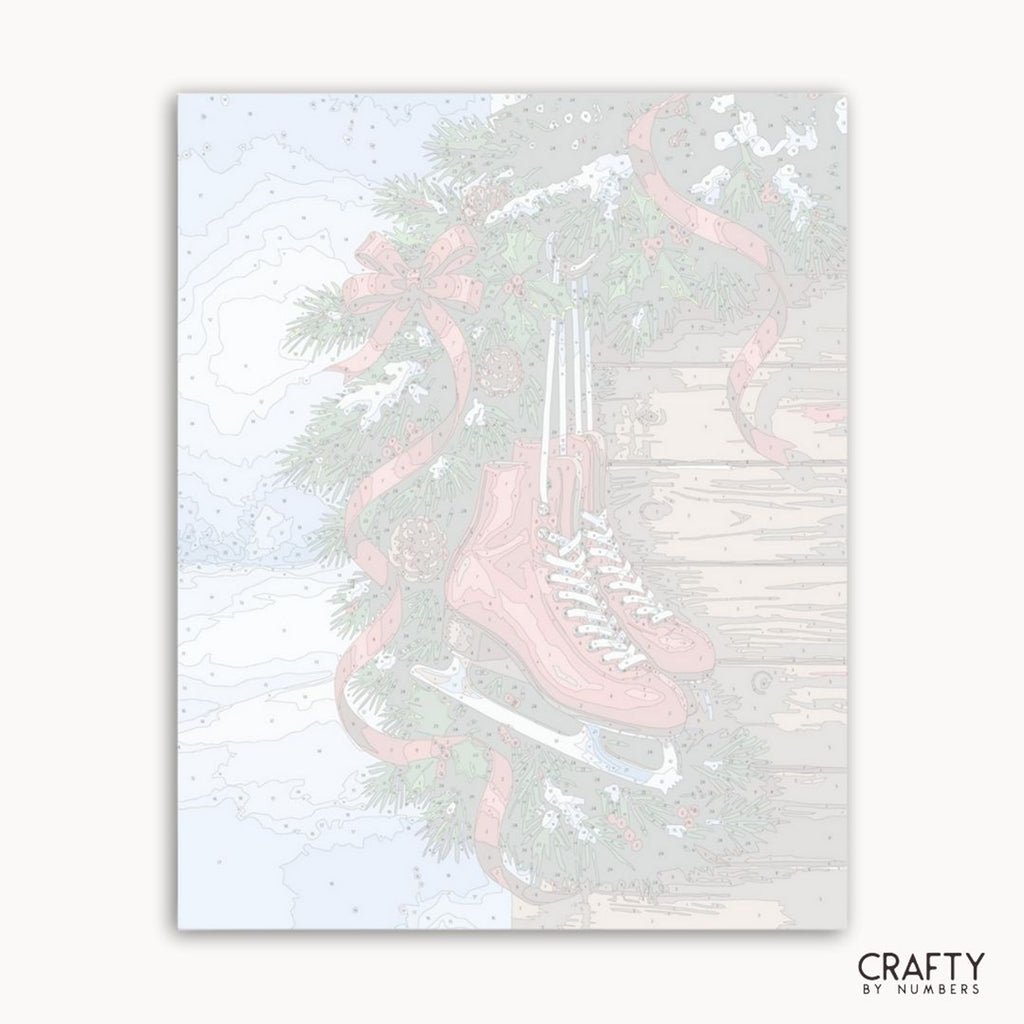 Numbered canvas preview for Skating into Christmas, showing the outlined painting sections.