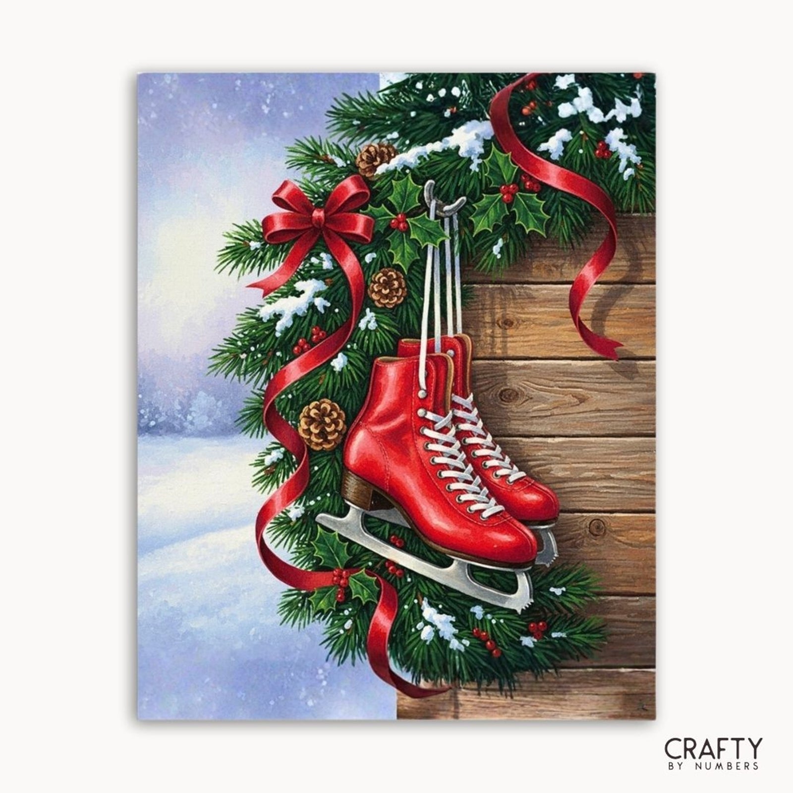 Skating into Christmas paint by numbers artwork